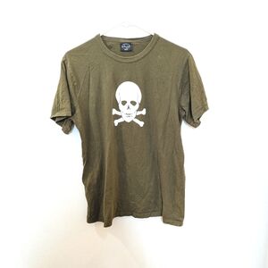 MIL-TEC White Skull Print Olive Drab Short Sleeve TShirt, Men's Medium